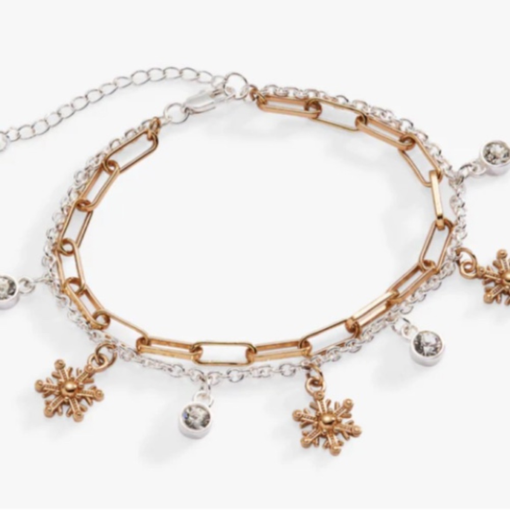 Alex and Ani Two-Tone Snowflake Charm Bracelet in  Gold and Silver